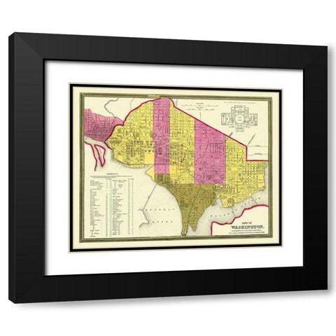 Washington D.C. Washington DC - Mitchell 1846 Black Modern Wood Framed Art Print with Double Matting by Mitchell