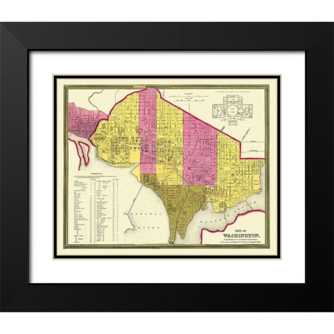 Washington D.C. Washington DC - Mitchell 1846 Black Modern Wood Framed Art Print with Double Matting by Mitchell