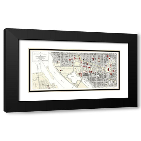 Washington D.C., Mall Washington DC - Peters 1917 Black Modern Wood Framed Art Print with Double Matting by Peters