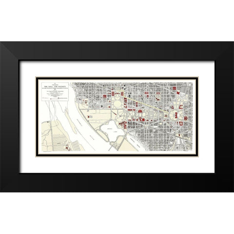 Washington D.C., Mall Washington DC - Peters 1917 Black Modern Wood Framed Art Print with Double Matting by Peters