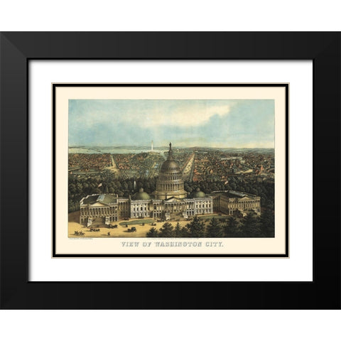Washington DC - Sachese 1871 Black Modern Wood Framed Art Print with Double Matting by Sachese