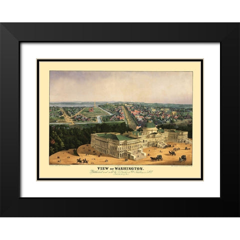 Washington DC - Sachese 1852 Black Modern Wood Framed Art Print with Double Matting by Sachese