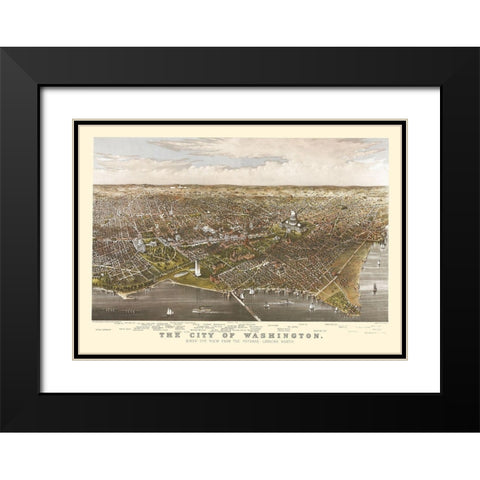 Washington DC - Currier 1880 Black Modern Wood Framed Art Print with Double Matting by Currier