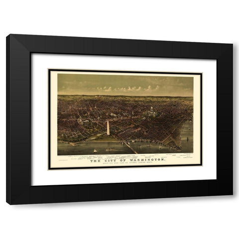 Washington DC - Currier 1892 Black Modern Wood Framed Art Print with Double Matting by Currier