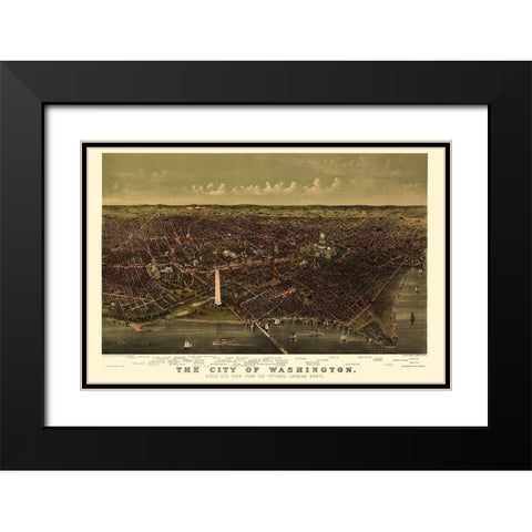 Washington DC - Currier 1892 Black Modern Wood Framed Art Print with Double Matting by Currier