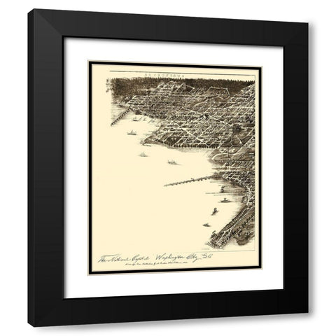 Washington DC - Baldwin 1883 Black Modern Wood Framed Art Print with Double Matting by Baldwin