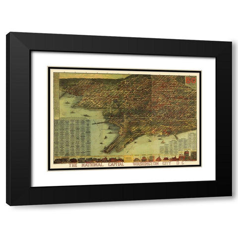 Washington DC - Sachese 1884 Black Modern Wood Framed Art Print with Double Matting by Sachese