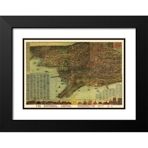 Washington DC - Sachese 1884 Black Modern Wood Framed Art Print with Double Matting by Sachese