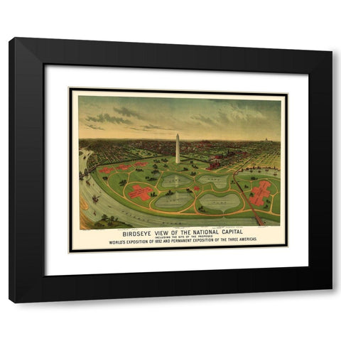 National Mall Washington DC - Johnson 1888 Black Modern Wood Framed Art Print with Double Matting by Johnson