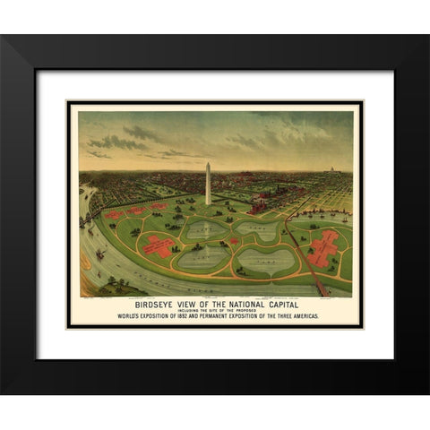 National Mall Washington DC - Johnson 1888 Black Modern Wood Framed Art Print with Double Matting by Johnson