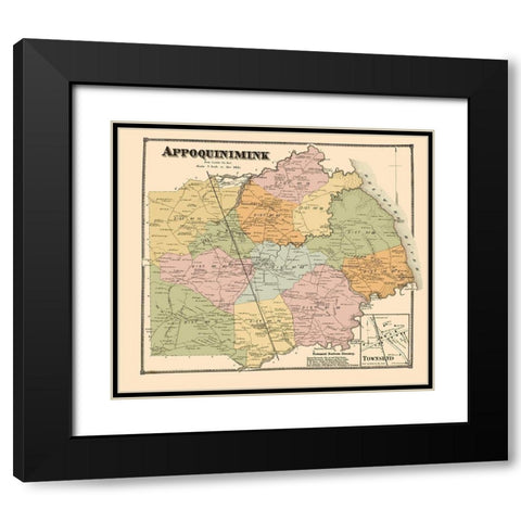 Appoquinimink Delaware Landowner - Beers 1868 Black Modern Wood Framed Art Print with Double Matting by Beers