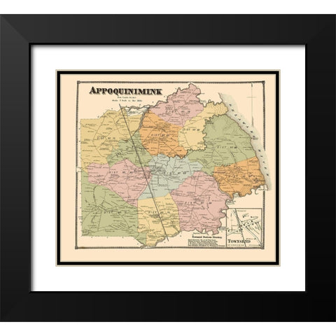 Appoquinimink Delaware Landowner - Beers 1868 Black Modern Wood Framed Art Print with Double Matting by Beers