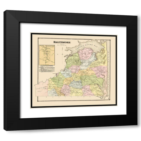 Baltimore, Centerville Delaware Landowner Black Modern Wood Framed Art Print with Double Matting by Beers