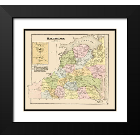 Baltimore, Centerville Delaware Landowner Black Modern Wood Framed Art Print with Double Matting by Beers