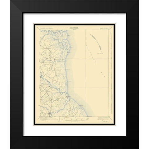 Bowers Delaware New Jersey Quad - USGS 1936 Black Modern Wood Framed Art Print with Double Matting by USGS