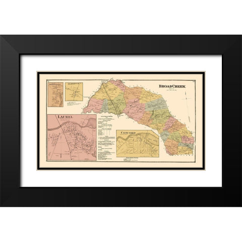 Broad Creek, Laurel, Concord Delaware Landowner Black Modern Wood Framed Art Print with Double Matting by Beers