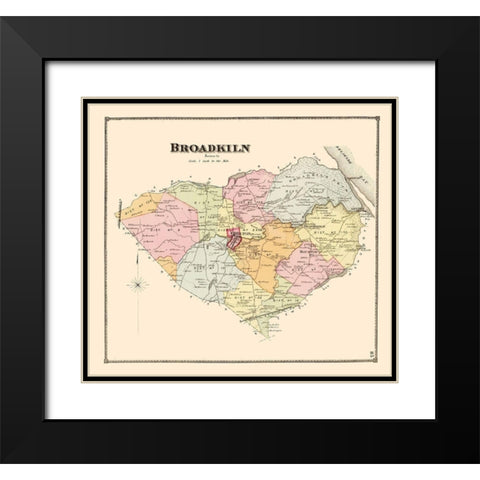 Broadkiln Delaware Landowner - Beers 1868 Black Modern Wood Framed Art Print with Double Matting by Beers