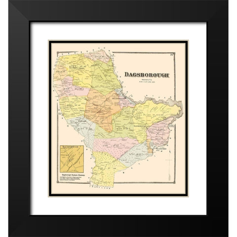 Dagsborough Delaware Landowner - Beers 1868 Black Modern Wood Framed Art Print with Double Matting by Beers