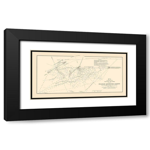 Breakwater Harbor Mud Shoal - Smith 1836 Black Modern Wood Framed Art Print with Double Matting by Smith