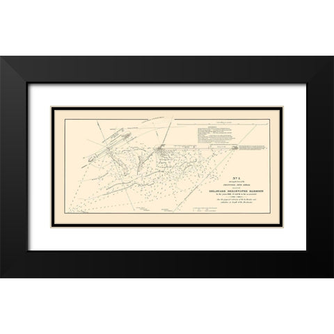 Breakwater Harbor Mud Shoal - Smith 1836 Black Modern Wood Framed Art Print with Double Matting by Smith