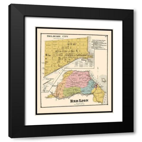 Delaware City, Red Lion Delaware Landowner Black Modern Wood Framed Art Print with Double Matting by Beers