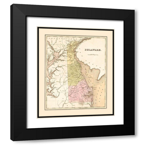 Delaware - Lucas 1838  Black Modern Wood Framed Art Print with Double Matting by Lucas