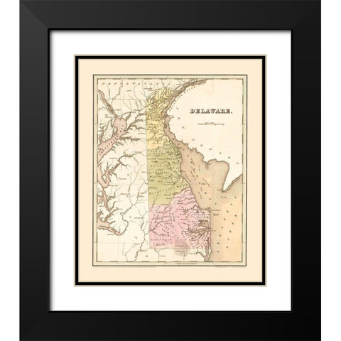 Delaware - Lucas 1838  Black Modern Wood Framed Art Print with Double Matting by Lucas