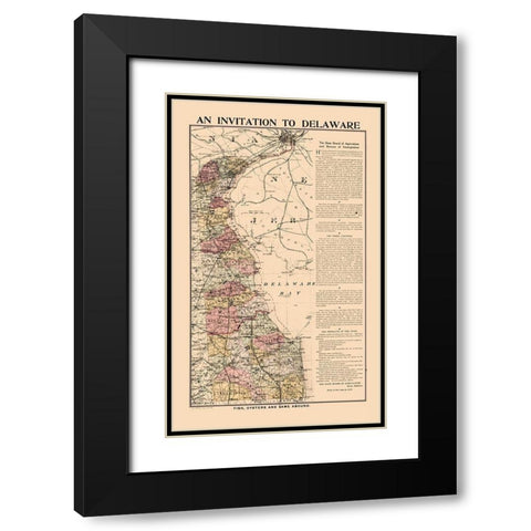 Delaware - Smith 1903  Black Modern Wood Framed Art Print with Double Matting by Smith
