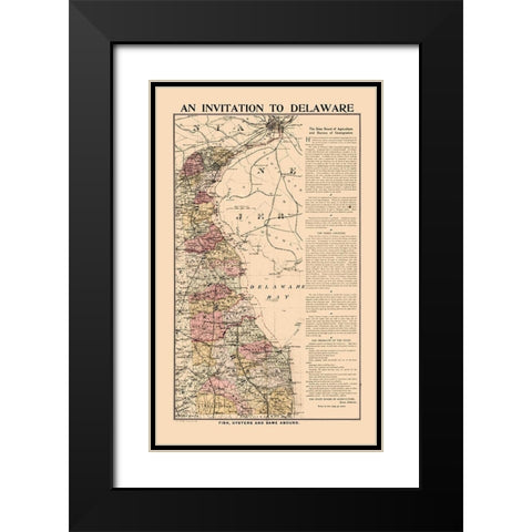 Delaware - Smith 1903  Black Modern Wood Framed Art Print with Double Matting by Smith