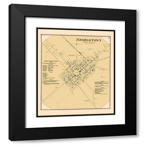 Georgetown Delaware Landowner - Beers 1868 Black Modern Wood Framed Art Print with Double Matting by Beers