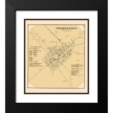 Georgetown Delaware Landowner - Beers 1868 Black Modern Wood Framed Art Print with Double Matting by Beers