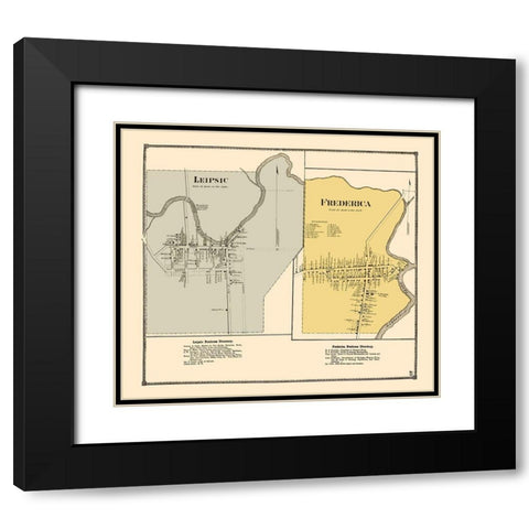 Leipsic, Frederica Delaware Landowner - Beers 1868 Black Modern Wood Framed Art Print with Double Matting by Beers