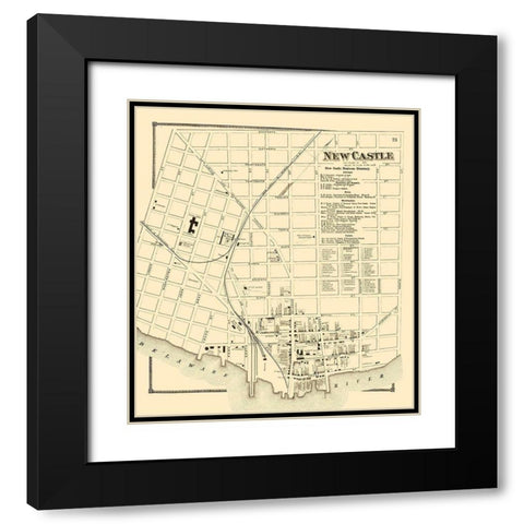 New Castle Delaware Landowner - Beers 1868 Black Modern Wood Framed Art Print with Double Matting by Beers
