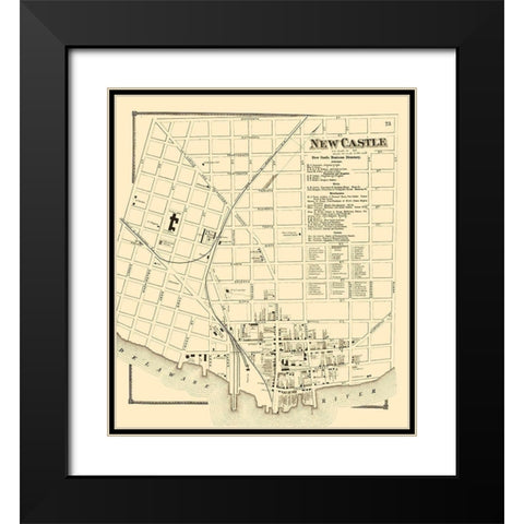 New Castle Delaware Landowner - Beers 1868 Black Modern Wood Framed Art Print with Double Matting by Beers