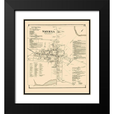 Smyrna Delaware Landowner - Beers 1868 Black Modern Wood Framed Art Print with Double Matting by Beers