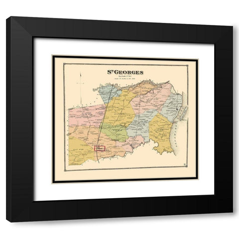 St Georges Delaware Landowner - Beers 1868 Black Modern Wood Framed Art Print with Double Matting by Beers