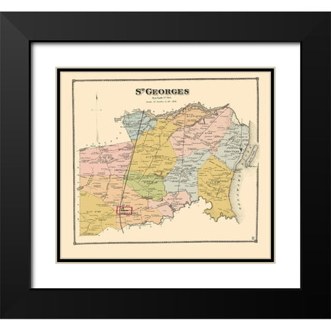St Georges Delaware Landowner - Beers 1868 Black Modern Wood Framed Art Print with Double Matting by Beers