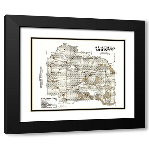 Alachua Florida - Kay 1936 Black Modern Wood Framed Art Print with Double Matting by Kay