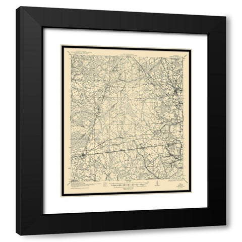Cambon Florida Quad - USGS 1944 Black Modern Wood Framed Art Print with Double Matting by USGS