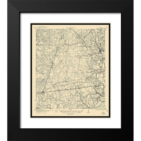 Cambon Florida Quad - USGS 1944 Black Modern Wood Framed Art Print with Double Matting by USGS