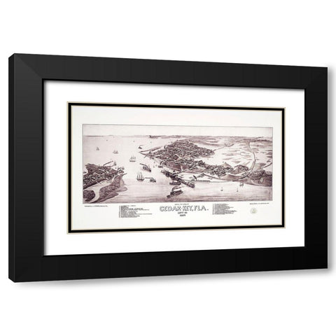 Cedar Key Florida - Stoner 1884 Black Modern Wood Framed Art Print with Double Matting by Stoner