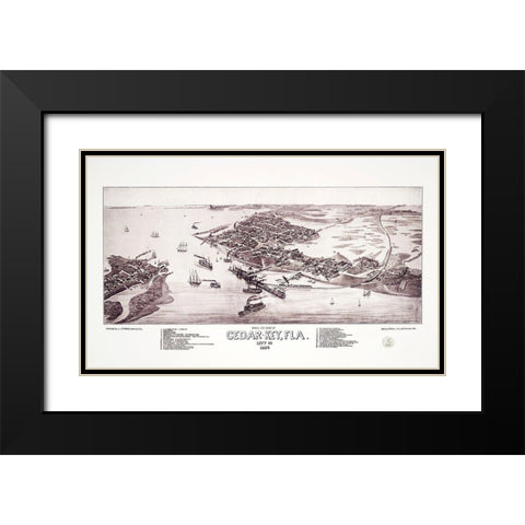 Cedar Key Florida - Stoner 1884 Black Modern Wood Framed Art Print with Double Matting by Stoner
