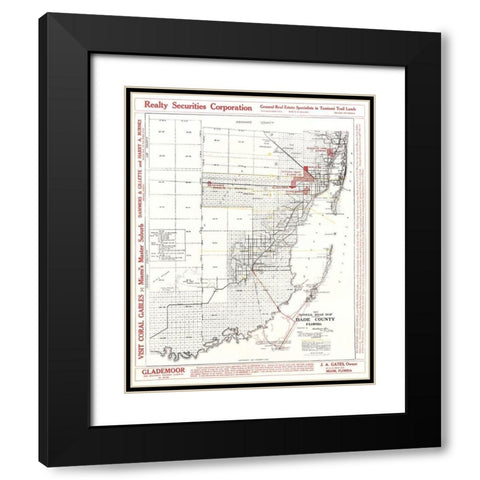 Dade Florida Road - Richeson 1921 Black Modern Wood Framed Art Print with Double Matting by Richeson