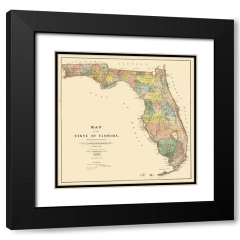 Florida - Drew 1856  Black Modern Wood Framed Art Print with Double Matting by Drew
