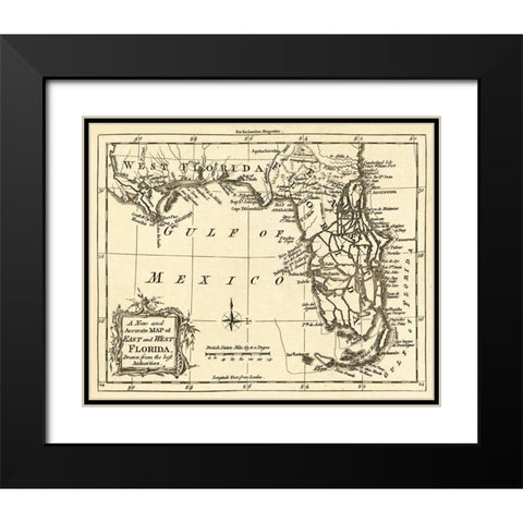 Florida -1765 Black Modern Wood Framed Art Print with Double Matting by Unknown