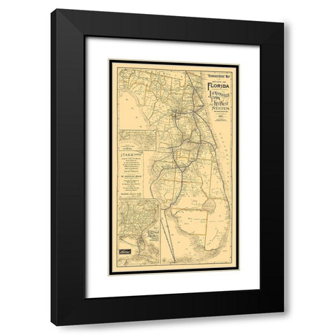 Florida Railroads - Northrup 1891  Black Modern Wood Framed Art Print with Double Matting by Northrup