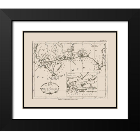 West Florida - Kitchin 1781  Black Modern Wood Framed Art Print with Double Matting by Kitchin