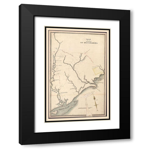 West Florida -1800 Black Modern Wood Framed Art Print with Double Matting by Unknown