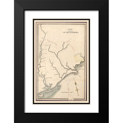 West Florida -1800 Black Modern Wood Framed Art Print with Double Matting by Unknown