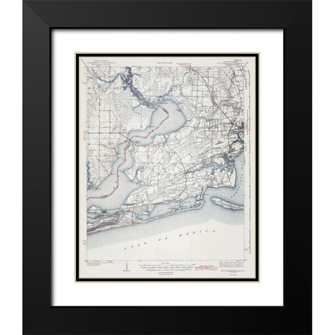 Fort Barrancas Florida Alabama Quad - USGS 1943 Black Modern Wood Framed Art Print with Double Matting by USGS